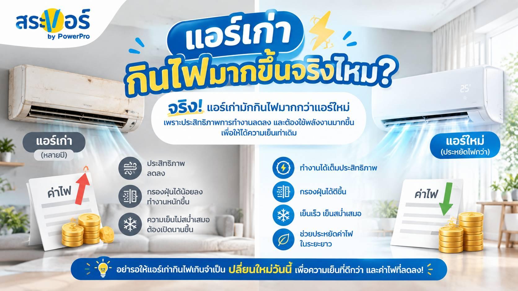 แอร์เก่ากินไฟมากขึ้นจริงไหม?