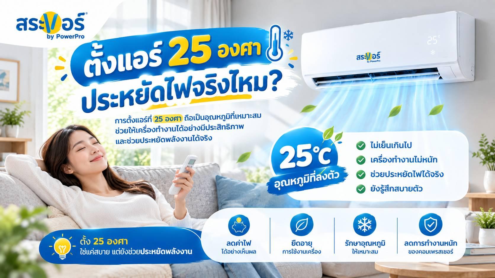 ตั้งแอร์ 25 องศา ประหยัดไฟจริงไหม?